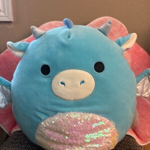 Blue Dragon Plushie squishmallow with Sequins